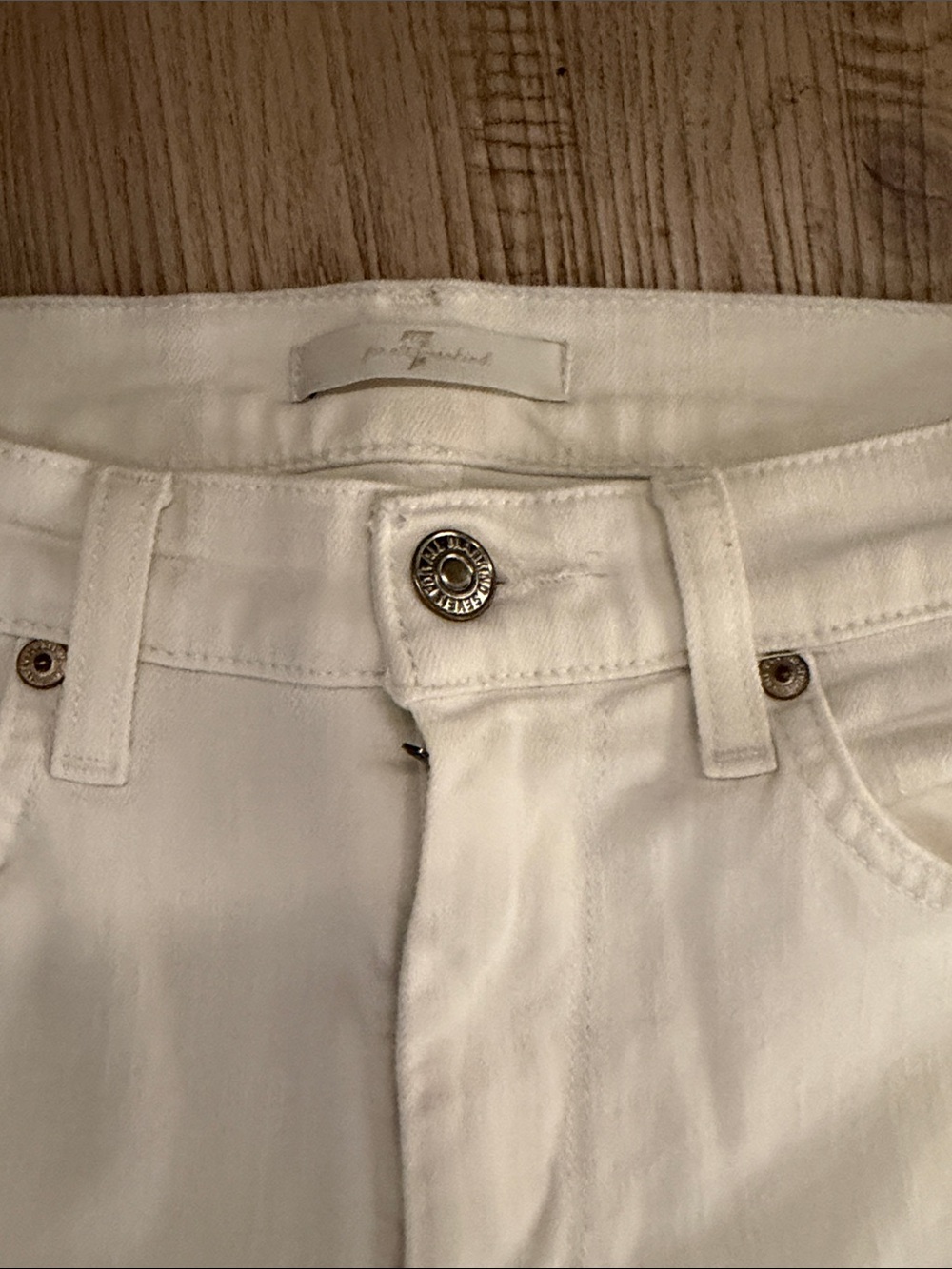 7 For All Mankind Cream High-Rise Jeans